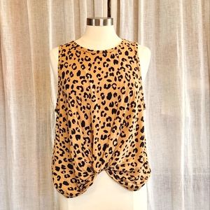 JCrew Leopard print Knotted t-shirt
